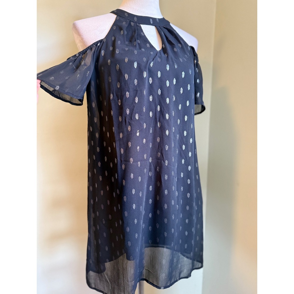 Lily Rose xs Cold Shoulder Cutout Dress Black Silver whimsigoth Y2K boho fairy